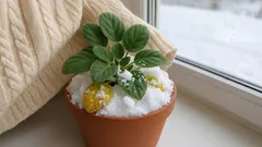 A "snow bath" for indoor plants is a rare but useful technique.